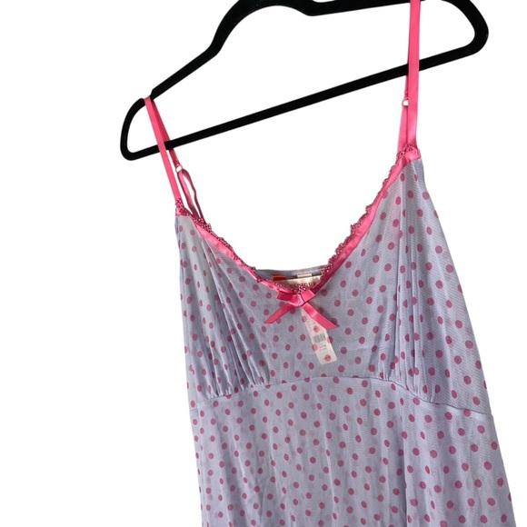 Cacique Blue & Pink Polka Dot Mesh Babydoll Lingerie Set Size 26/28 NWT - Picture 9 of 13
